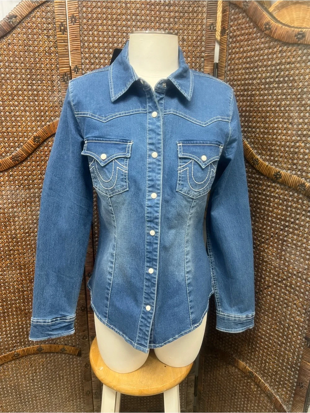 NWT True Religion denim western shirt small ladies